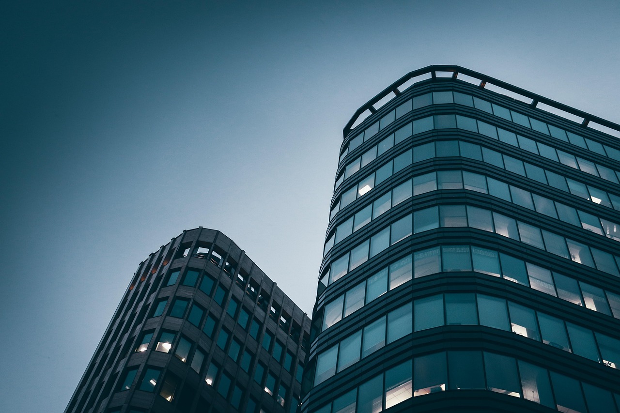 Modern corporate office towers in the city financial district